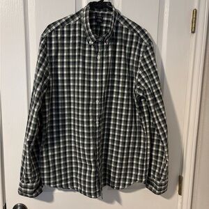 J. Crew Green, Black and White Checkered Button Down Shirt